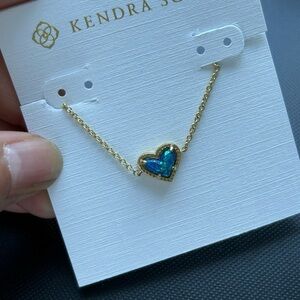 Kendra Scott Gold Necklace with Blue Heart Pendant